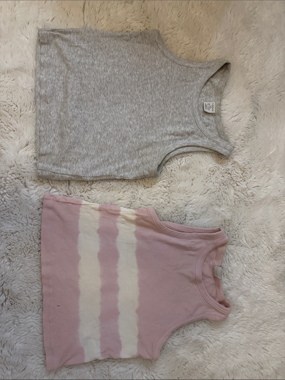 Girls LINDEX 2-Pack Tank Tops - Gray Heather & Pink Stripe